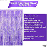 KatchOn, Light Purple Foil Fringe Curtain - 3.2x8 Feet, Pack of 2 for