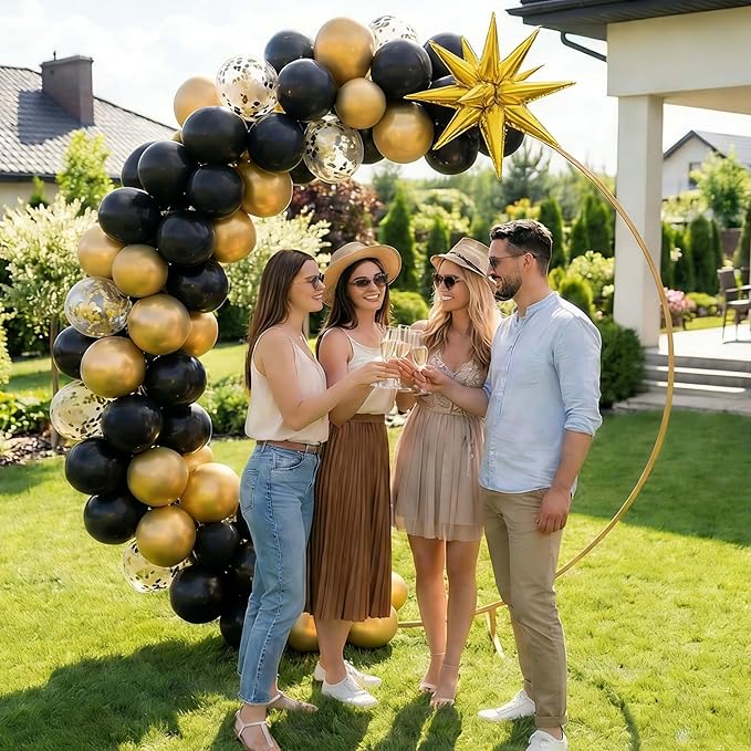102pcs Black and Gold Balloon Garland Arch Kit with 2 Giant 3D
