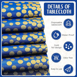 Breling 24 Packs Navy Blue and Gold Disposable Plastic Tablecloths