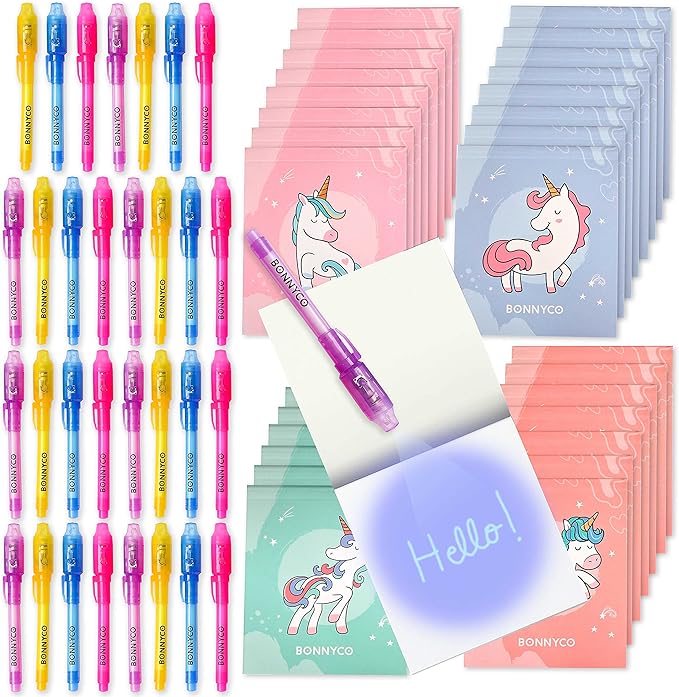 Invisible Ink Pen and Notebook Pack 32 Unicorn Party Favors for Kids