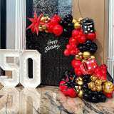 Casino Balloons Garland Arch Kit 124PCS red black and gold balloons
