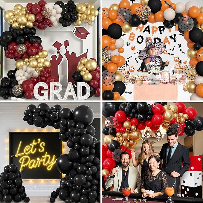 Amandir 153 Pcs Black Balloons Arch Garland Kit, Different Sizes 18