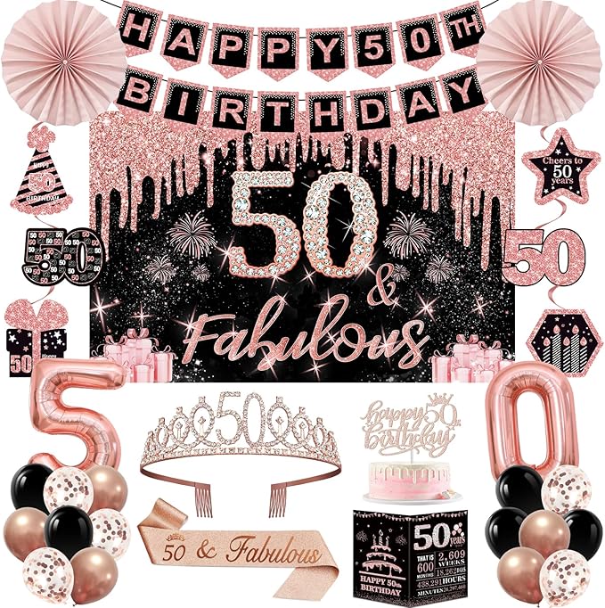 50th Birthday Decorations for Women 32pcs 50th Birthday Party