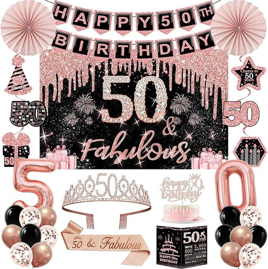 50th Birthday Decorations for Women 32pcs 50th Birthday Party