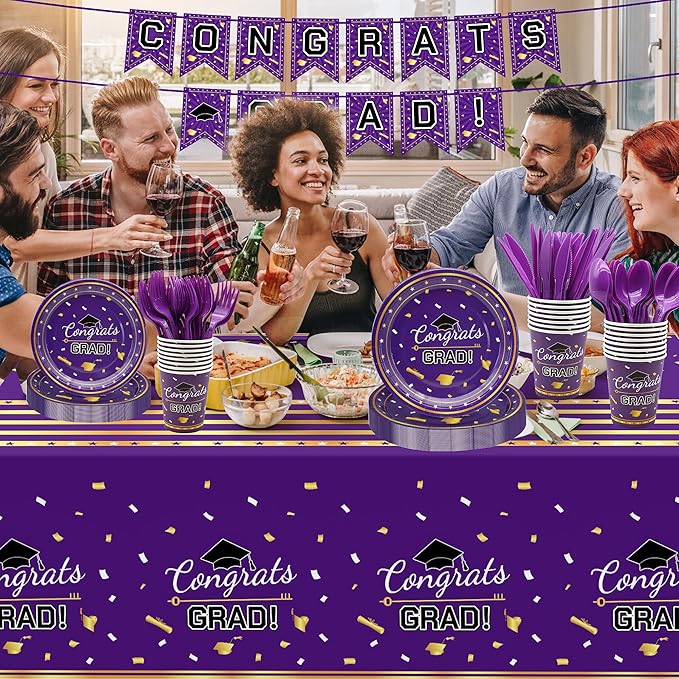 Graduation Decorations Class of 2026 147 PCS Purple and Gold
