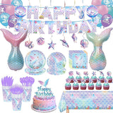 Mermaid Birthday Decorations Party Supplies Include Plates Napkins