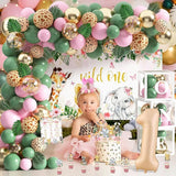 Wild One Birthday Decorations for Girls 114 Pcs Safari Jungle Theme