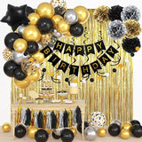 Black and Gold Birthday Party Decorations Kit for Men Women Cheers