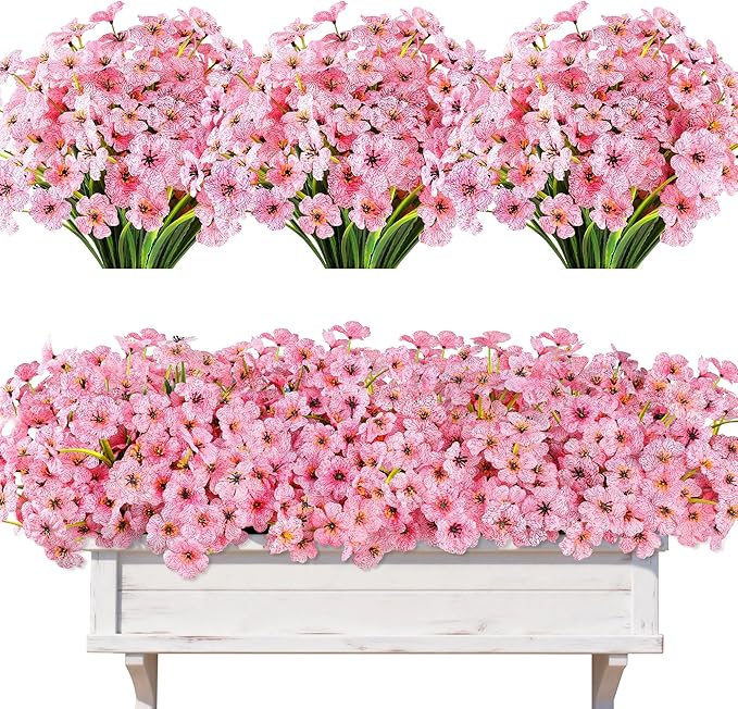 AmyHomie 20 Bundles Artificial Flowers for Outdoor Outside Spring