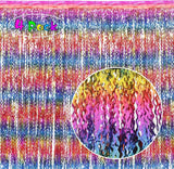 4 Pack Wavy Rainbow Foil Fringe Curtain | 3.3x6.6ft Colorful Tinsel
