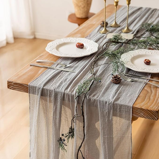 Keketoarrange 6pcs Grey Gauze Rustic Cheesecloth Table Runner 120