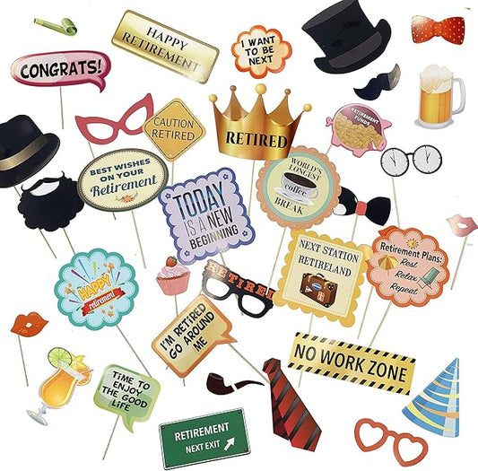 Scapa Pro Retirement Photo Booth Props 36 pc Party Supplies for