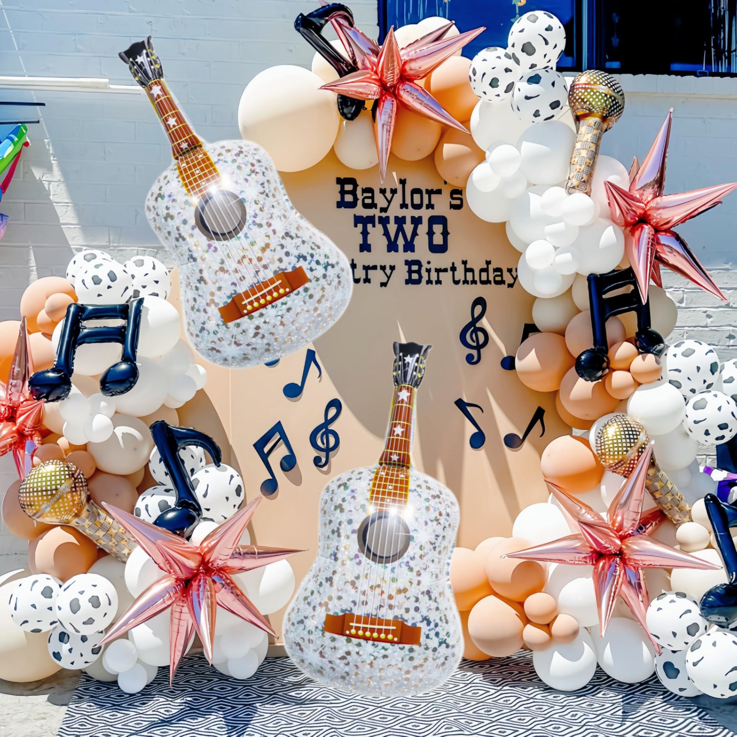 2 Pcs Giant Guitar Party Balloons 35 Inch/Music Note Guitar Birthday