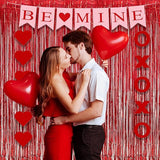 GREATRIL Red Fringe Curtains Party Streamers Backdrop Foil Tinsel