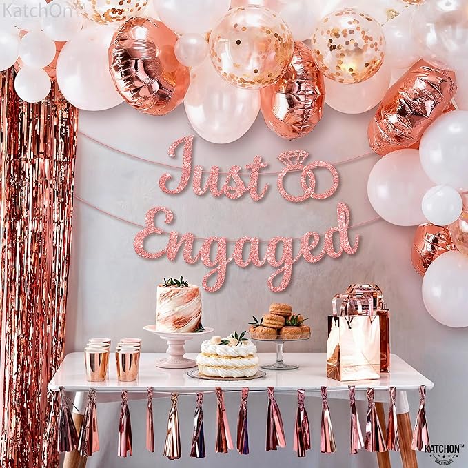 Glitter Rose Gold Engagement Banner 10 Feet No DIY Engagement Party