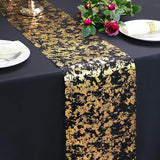 Snowkingdom 2 Pcs Black and Gold Table Runner, 11 x 108 Inch Gold