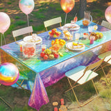 iCrius Mermaid Tablecloth, 6pcs - Disposable Iridescent Tablecloth -