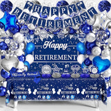 Retirement Party Decorations for Men Women 109Pcs Blue Silver Happy