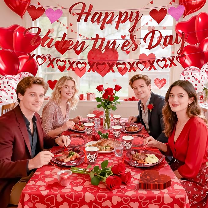 183PCS Happy Valentine's Day Party Supplies Red Love Heart