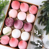 Velvet Christmas Ornaments Balls for Tree - 15pcs Pink Christmas