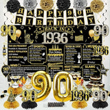 90th Birthday Decorations for Men Women 21pcs the Year 1936 Banner