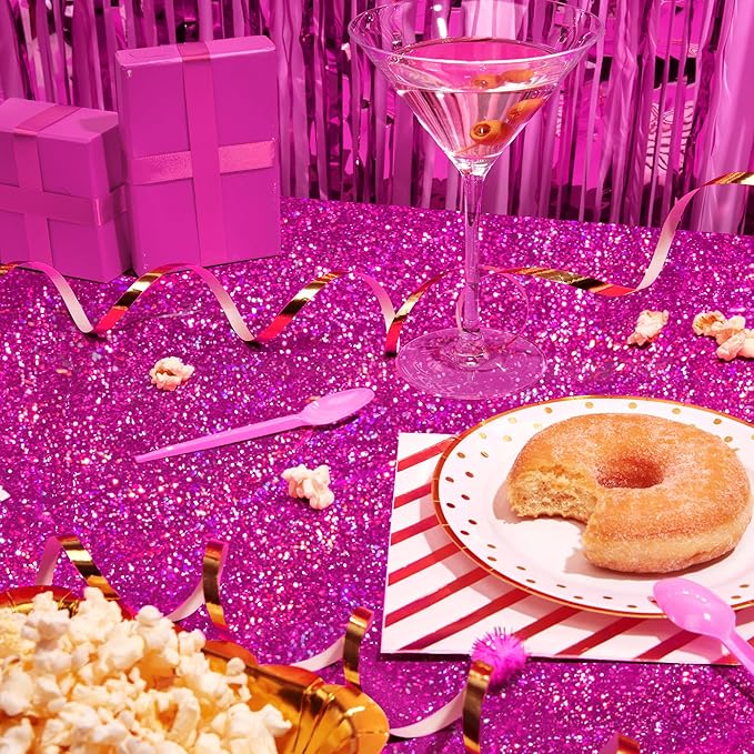 Just Shimmer 1 Pcs Fuchsia Hot Pink Holographic Tablecloths 40" x