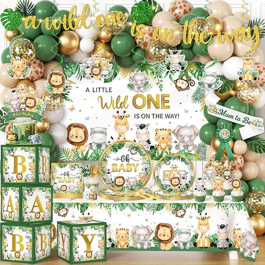 Safari Baby Shower Decorations 262pcs Wild Birthday Decorations