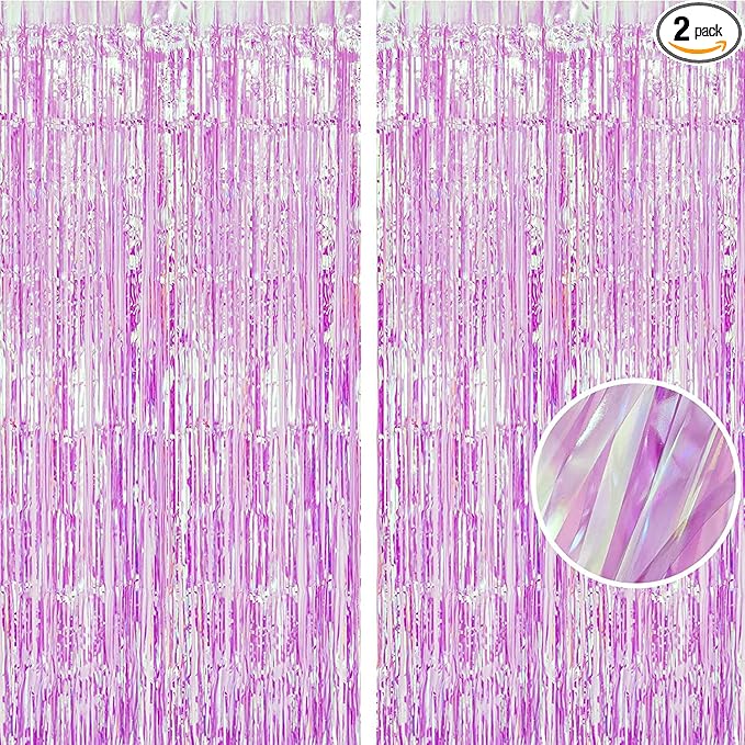 BRAVESHINE Iridescent Purple Foil Curtain - 2 Pack 3.2x6.5ft