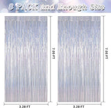 8 Pack 3.28 FT x 7.05 FT Tinsel Foil Fringe Backdrop, Glitter Silver