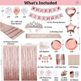 225 PC Rose Gold Birthday Party Decorations Kit for Girls Teens