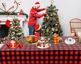Kesfey 3 Packs Buffalo Check Plaid Table Cloth 54 x 108 Inches Red