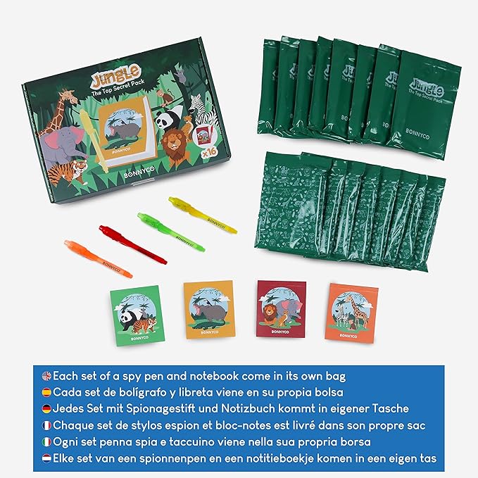 Invisible Ink Pen and Notebook Pack of 16 BONNYCO Safari Party