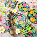 168 Pcs Tropical Nights Hawaiian Aloha Party Supplies 7 Inch 9 Inch