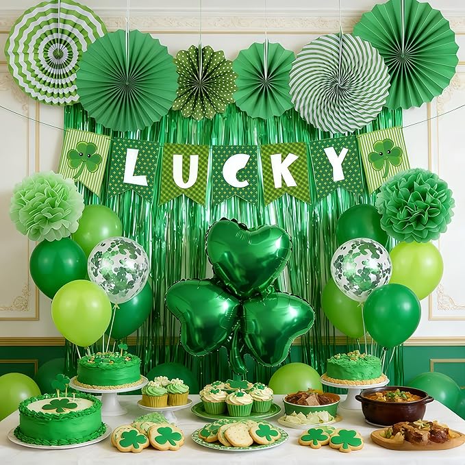 37 Pcs St Patricks Day Decorations Set Shamrock Lucky Banner Foil