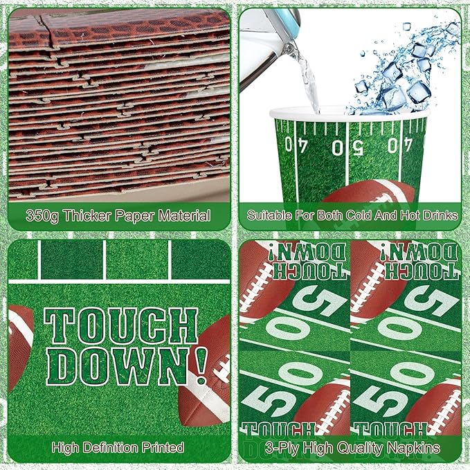 99 Pcs Football Party Supplies Sets Includes Touchdown Dinner Plates
