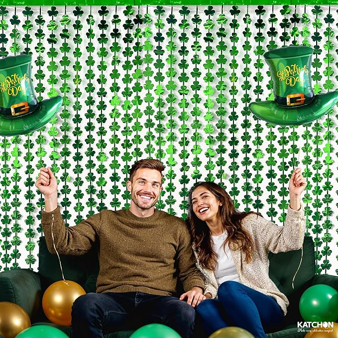 St Patrick's Day Tinsel Curtains 6.5X3.28 Pack of 3 St Patricks Day