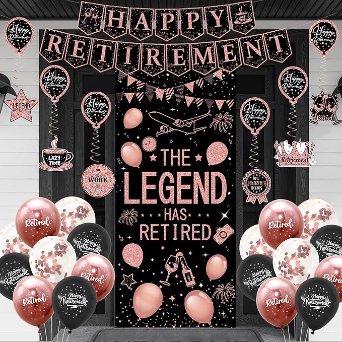 Retirement Party Decorations Women Blue and Pink Happy Retirement