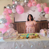Pink and Silver Balloon Arch Kit, Pastel Pink and White Metallic