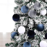 Velvet Christmas Ornaments Balls for Tree - 15pcs Blue Shatterproof