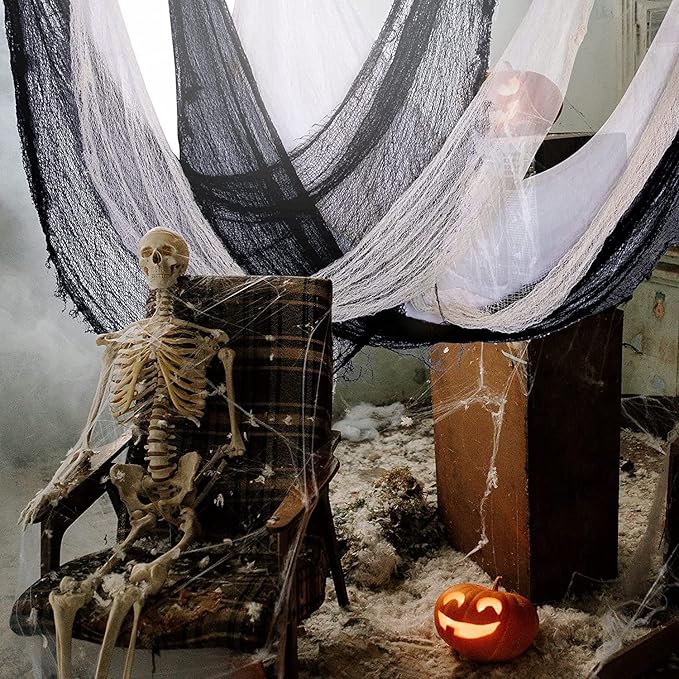 8 PCS Halloween Creepy Cloth Decoration 30 x 72 Inch Black Spooky