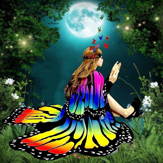 Halloween Butterfly Wings Costume for Womens Moth Wings Butterfly