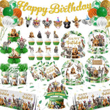Safari Themed Party Decorations Tableware 198pcs Jungle Plates and
