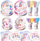 300 Pcs Unicorn Plates and Napkins Tableware Set Plates Napkins Cups