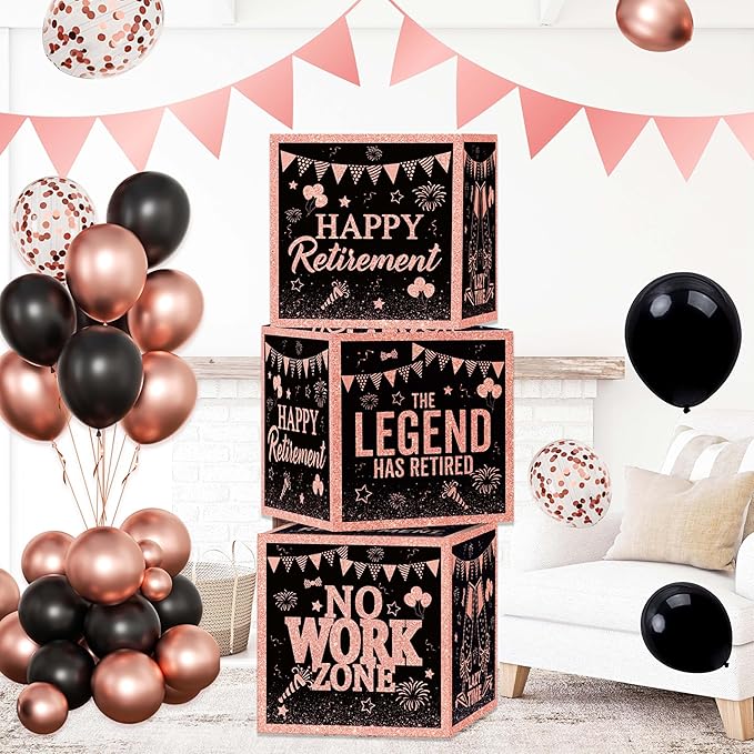 Retirement Party Decorations Rose Gold Balloons Happy retirement