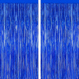 2 PCS Tinsel Backdrop, 3.28 FT x 7.05 FT Dark Blue Backdrop Curtains,