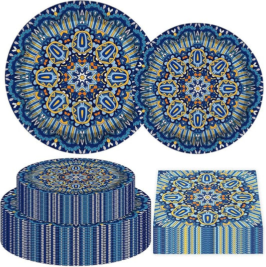 200Pcs Boho Party Decorations Vintage Bohemian Retro Style Paper