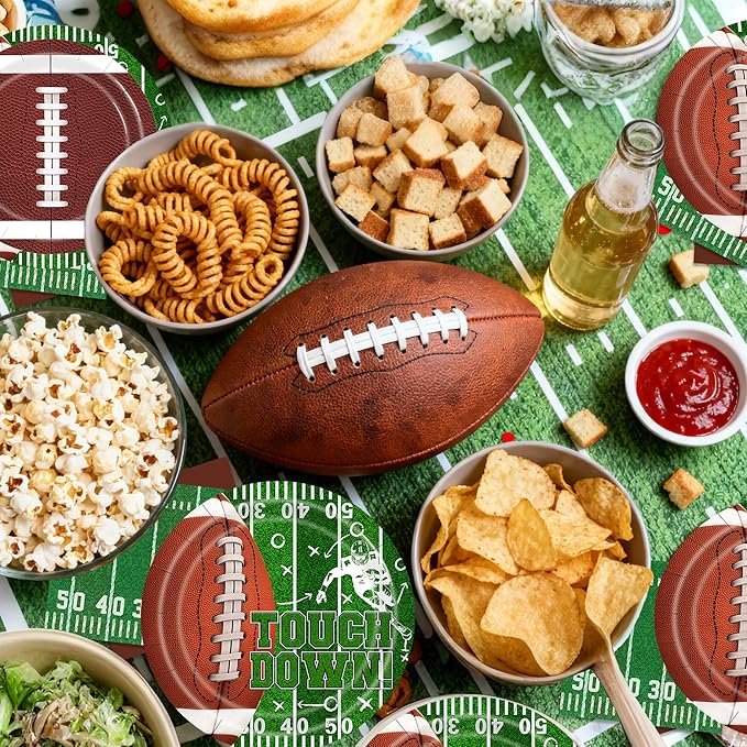 115PCS Football Party Decorations Football Paper Plates and Napkins