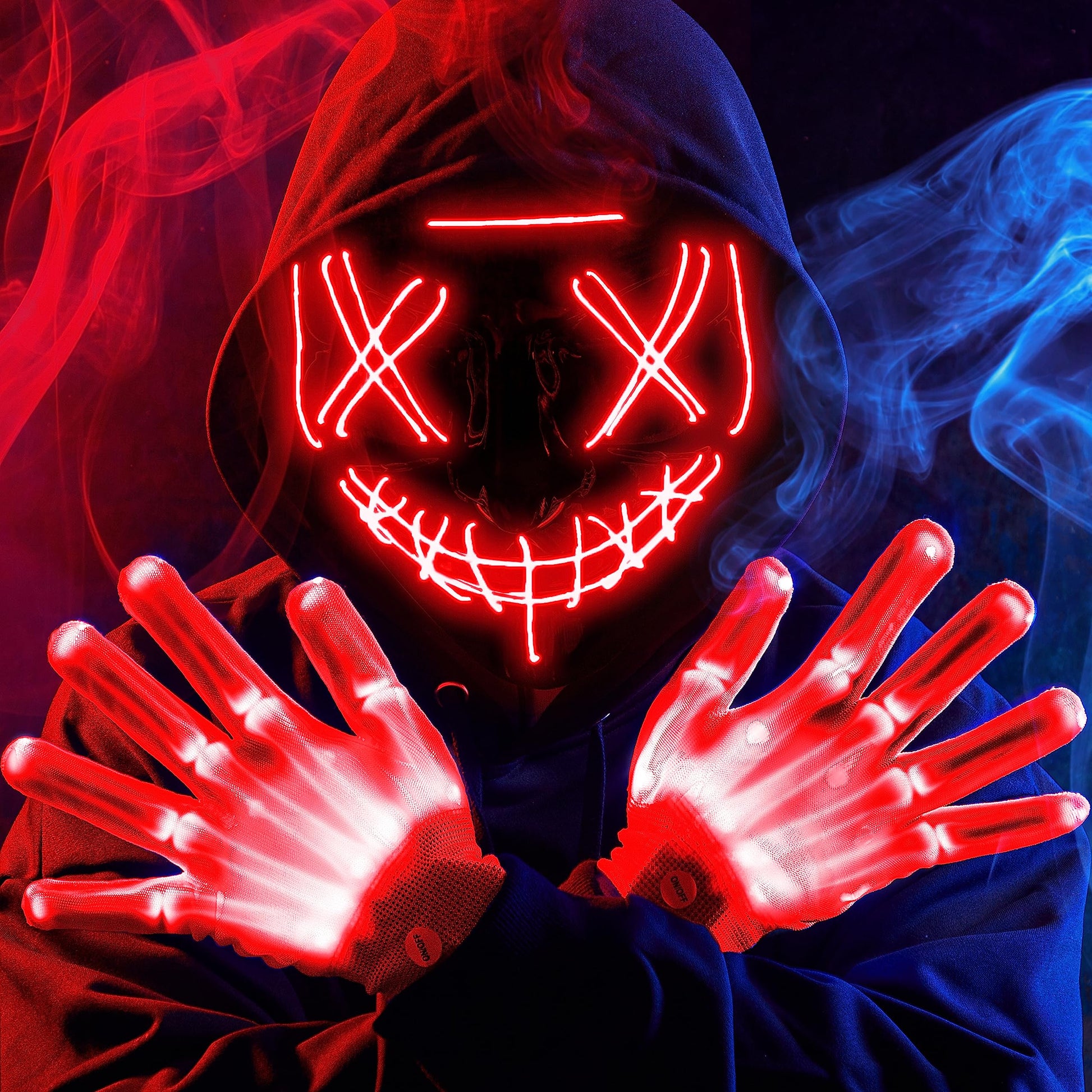JOYIN Halloween Led Mask, Light Up Mask and Gloves for Cosplay Costume
