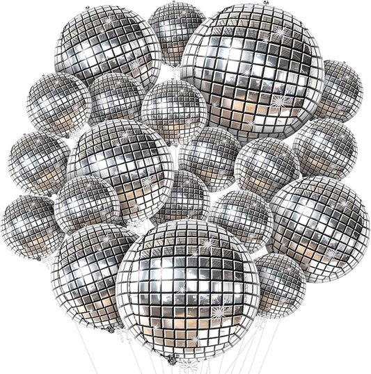 KatchOn, Silver Disco Ball Balloons - 32 Inch, Pack of 20 | Shiny