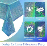 4pcs Blue Holographic Laser Tablecloths 40" x 108" Plastic Table